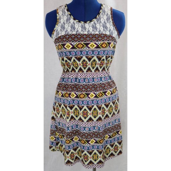 Weavers Dresses & Skirts - Womens M Tribal Boho Chic Lace Mini Dress Festival Artsian Capsule Multicolor